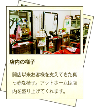 真っ赤な椅子がアットホームな店内を盛り上げてくれます。